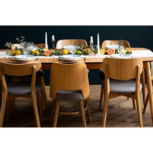 Chaises  en bois clair chêne et tissu gris clair (lot de 2) lucia