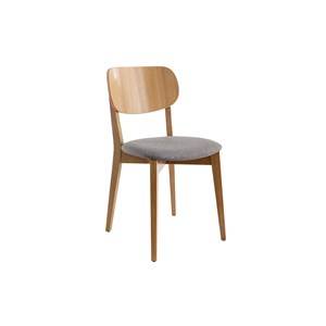 Chaises  en bois clair chêne et tissu gris clair (lot de 2) lucia