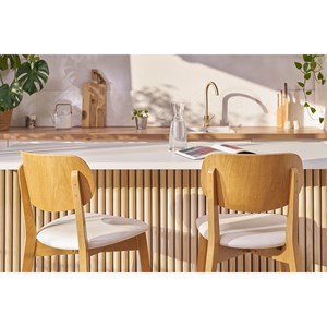 Tabouret de bar bois clair chêne et blanc h65 cm lucia