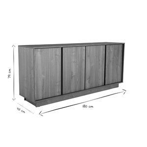 Buffet  finition bois foncé noyer 4 portes l180 cm como