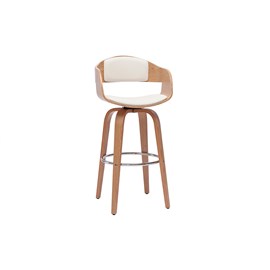 Tabouret de bar pivotant blanc et bois clair h65 cm gao