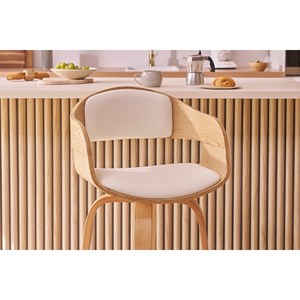 Tabouret de bar pivotant blanc et bois clair h65 cm gao