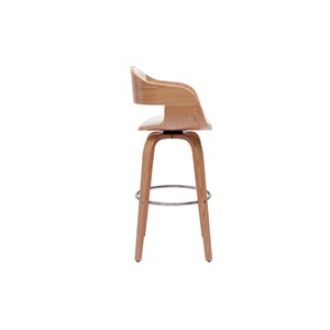 Tabouret de bar pivotant blanc et bois clair h65 cm gao