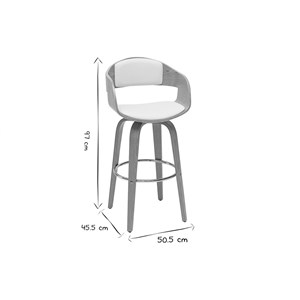 Tabouret de bar pivotant blanc et bois clair h65 cm gao