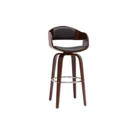 Tabouret de bar noir et bois foncé noyer h65 cm pivotant 360° gao