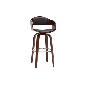 Tabouret de bar noir et bois foncé noyer h65 cm pivotant 360° gao