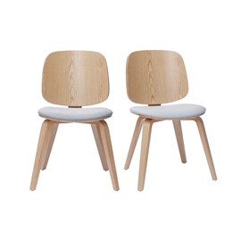 Chaises en bois clair et tissu gris clair (lot de 2) beck