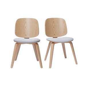 Chaises en bois clair et tissu gris clair (lot de 2) beck