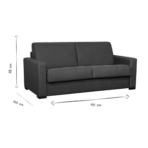 Canapé convertible en tissu gris clair et bois clair avec matelas 18 cm graham