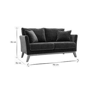 Canapé déhoussable 2 places en tissu effet velours vert kaki et bois clair oslo