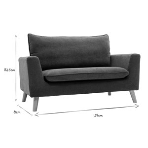 Canapé 2 places en tissu effet velours bleu canard et bois clair jonas