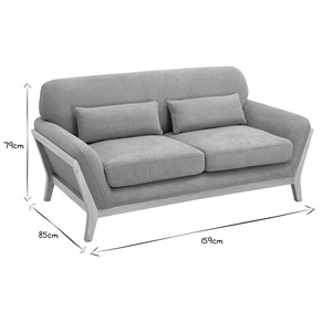 Canapé 2 places en tissu effet velours jaune moutarde et bois clair yoko