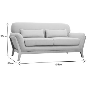 Canapé 2 places en tissu beige et bois clair yoko