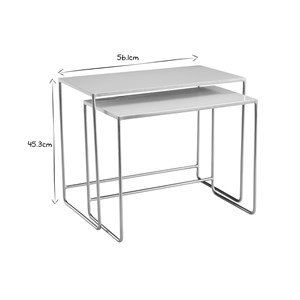Tables basses gigognes rectangulaires blanc et métal doré (lot de 2) wess
