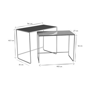 Tables basses gigognes rectangulaires terracotta et métal doré (lot de 2) wess