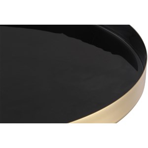 Table d'appoint ronde en acier laqué noir et doré d41 cm spleen