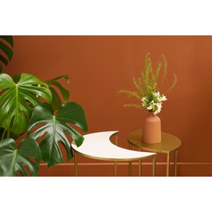 Table d'appoint en métal laqué blanc et doré toscane