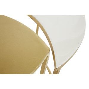 Table d'appoint en métal laqué blanc et doré toscane