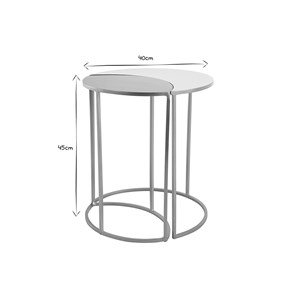 Table d'appoint en métal laqué blanc et doré toscane