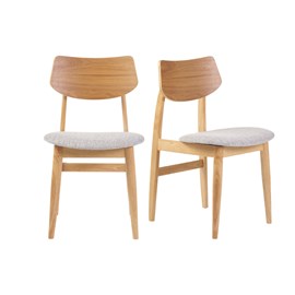 Chaises en bois clair et tissu gris clair (lot de 2) elion