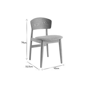 Chaises en bois clair et tissu gris clair (lot de 2) elion