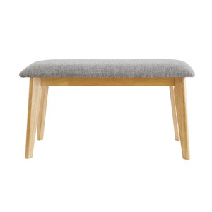 Banc en tissu gris clair et bois clair l92 cm elion