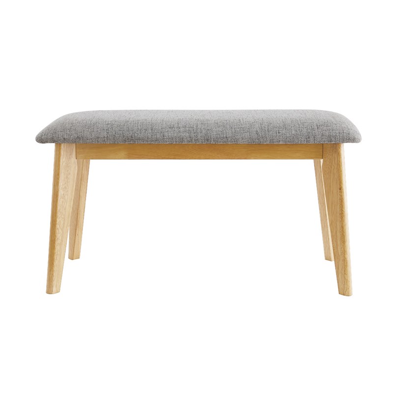 Banc en tissu gris clair et bois clair l92 cm elion