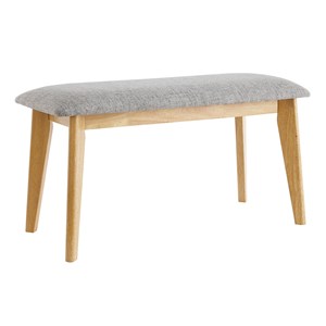 Banc en tissu gris clair et bois clair l92 cm elion