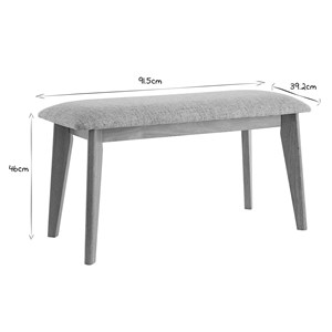 Banc en tissu gris clair et bois clair l92 cm elion