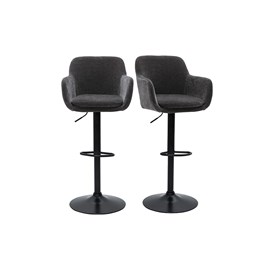 Tabourets de bar réglables tissu effet velours gris foncé (lot de 2) amika