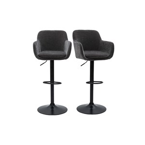 Tabourets de bar réglables tissu effet velours gris foncé (lot de 2) amika