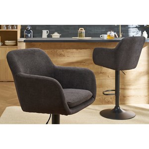 Tabourets de bar réglables tissu effet velours gris foncé (lot de 2) amika