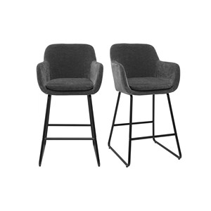 Tabourets de bar effet velours gris foncé h65 cm (lot de 2) amika