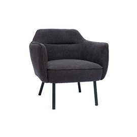 Fauteuil en tissu effet velours gris foncé et métal noir laurens