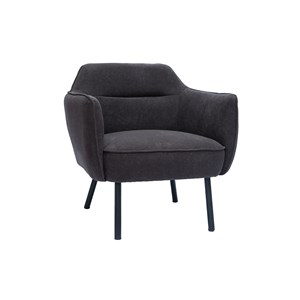 Fauteuil en tissu effet velours gris foncé et métal noir laurens