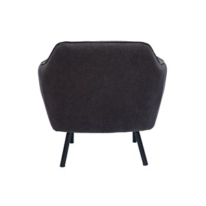 Fauteuil en tissu effet velours gris foncé et métal noir laurens