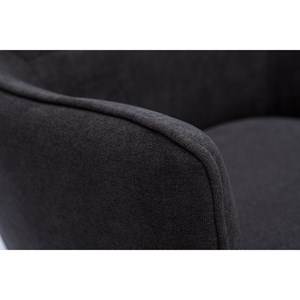 Fauteuil en tissu effet velours gris foncé et métal noir laurens