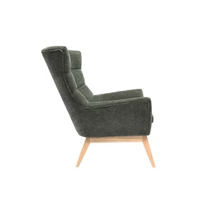 Fauteuil en tissu effet velours vert kaki et bois clair brody
