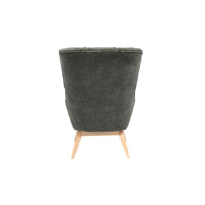 Fauteuil en tissu effet velours vert kaki et bois clair brody