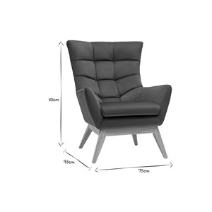 Fauteuil en tissu effet velours vert kaki et bois clair brody