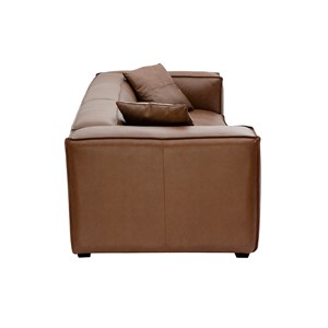 Canapé  3 places cuir marron et bois noir cobain