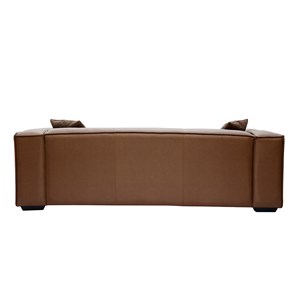 Canapé  3 places cuir marron et bois noir cobain