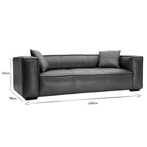 Canapé  3 places cuir marron et bois noir cobain