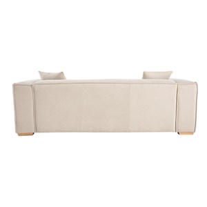 Canapé 3 places en tissu effet velours beige naturel et bois clair cobain