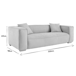 Canapé 3 places en tissu effet velours beige naturel et bois clair cobain