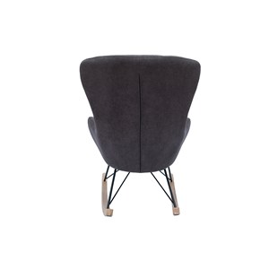 Rocking chair en tissu effet velours gris foncé, métal noir et bois clair eskua