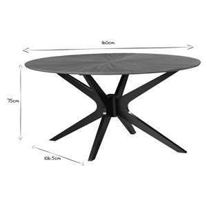 Table à manger ovale noyer l160 cm dielli