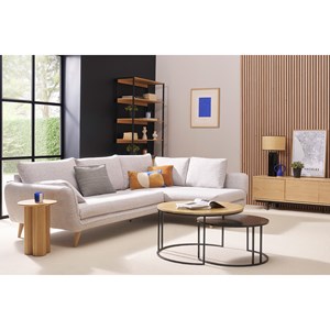 Tables basses gigognes rondes bois manguier massif et métal noir (lot de 2) tahl