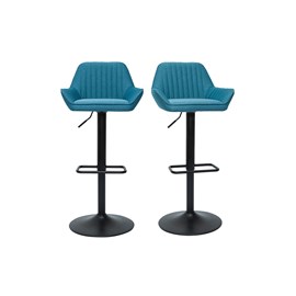Tabourets de bar réglables en tissu bleu (lot de 2) ronnie