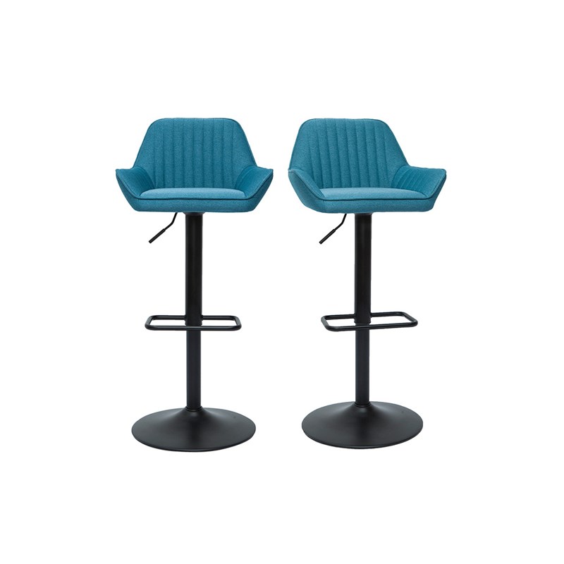 Tabourets de bar réglables en tissu bleu (lot de 2) ronnie